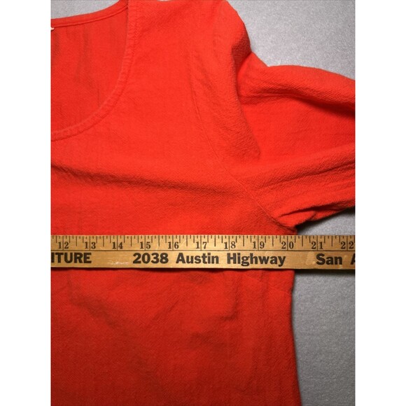 Soft Surroundings Button Down Medium Orange 3/4 Sleeve Pearlized Buttons - Picture 8 of 9